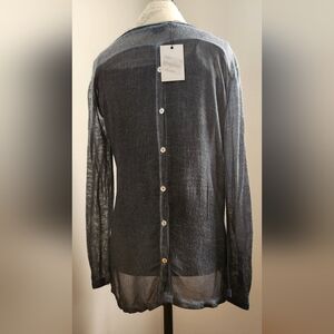 NINA KENDOSA boutique style design blouse in denim blue size S